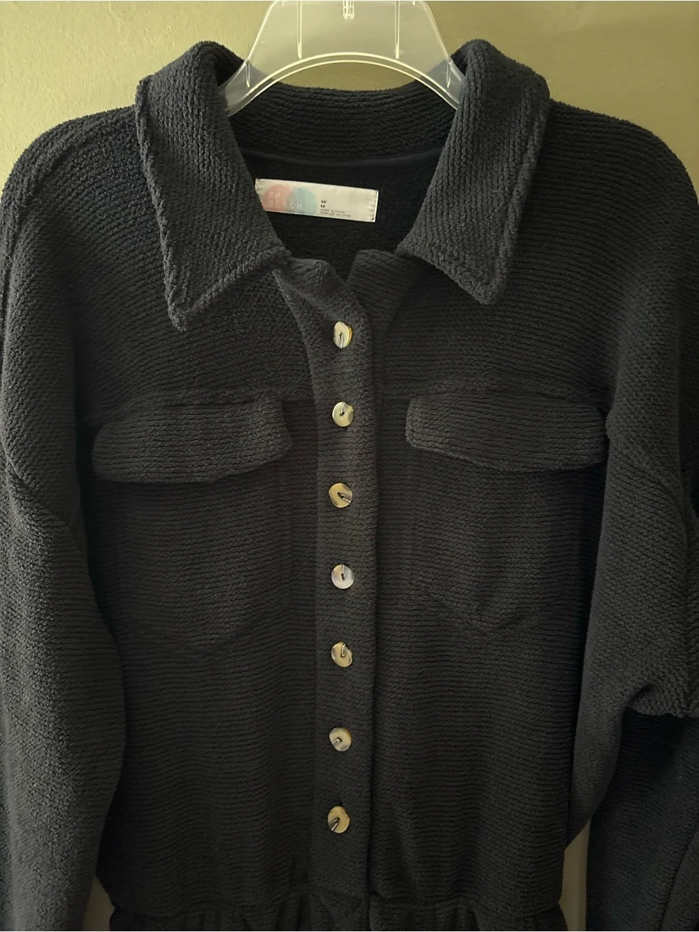 NWOT FREE PEOPLE CHENILLE ONESIE JUMPSUIT SIZE M BLACK
